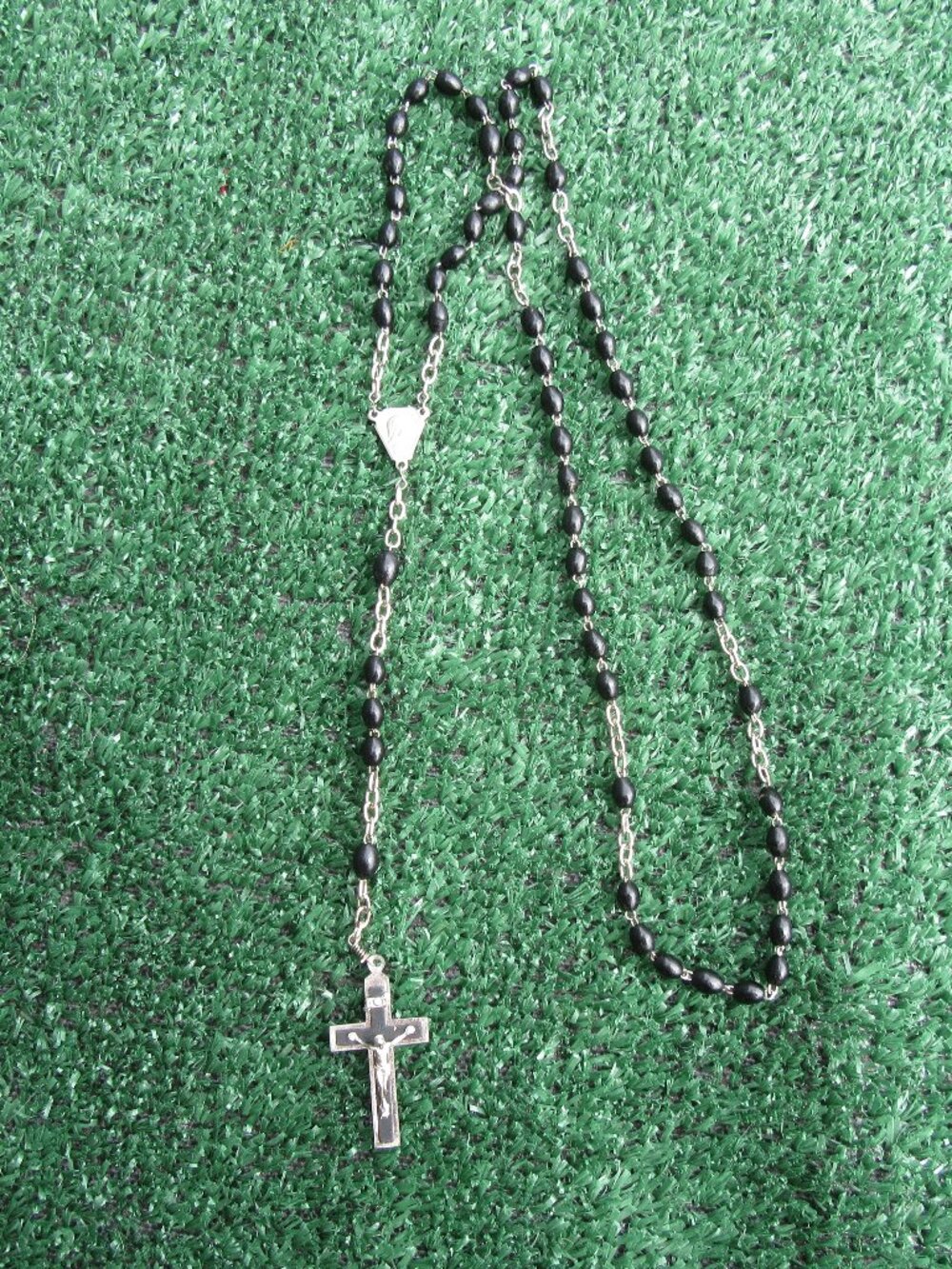 Vintage Rosary Black Bead Crucifix Italy